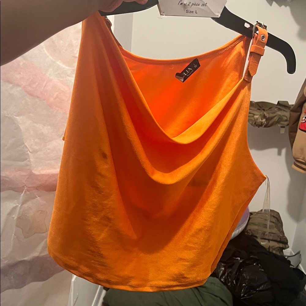 VILA Women's Vibrant Orange Tank Top